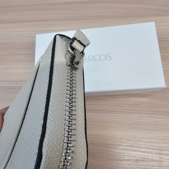 Pebbled Leather Long Wallet Womens Off White BARCOS Zip Around Envelope JAPAN - Picture 9 of 11